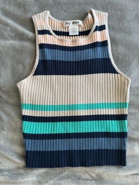 Say What? Ribbed Sleeveless Striped Tank - Navy, Teal, Cream, Light Blue, Blush